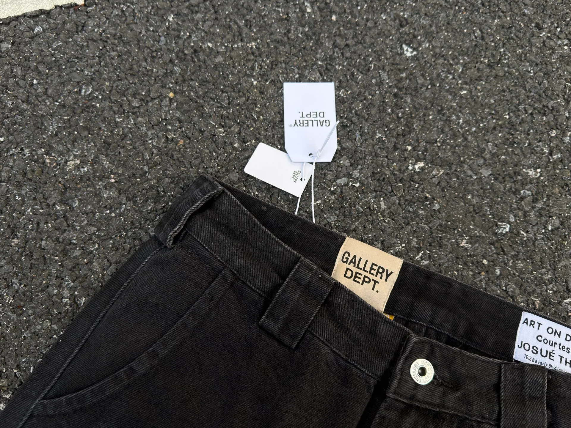 P240💰GA07 Top heavy industry GALLERY DEPT. Spliced ​​ink splash back logo washed retro jeans men and women high street splash ink pants micro-flared casual trousers trendy couple same style Size: 28 30 32 34 36 (corresponds to S M L XL XXL)